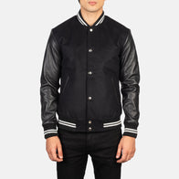 Vaxton Black Striped Hybrid Varsity Jacket by Dash Racegear - men Jacket view 4