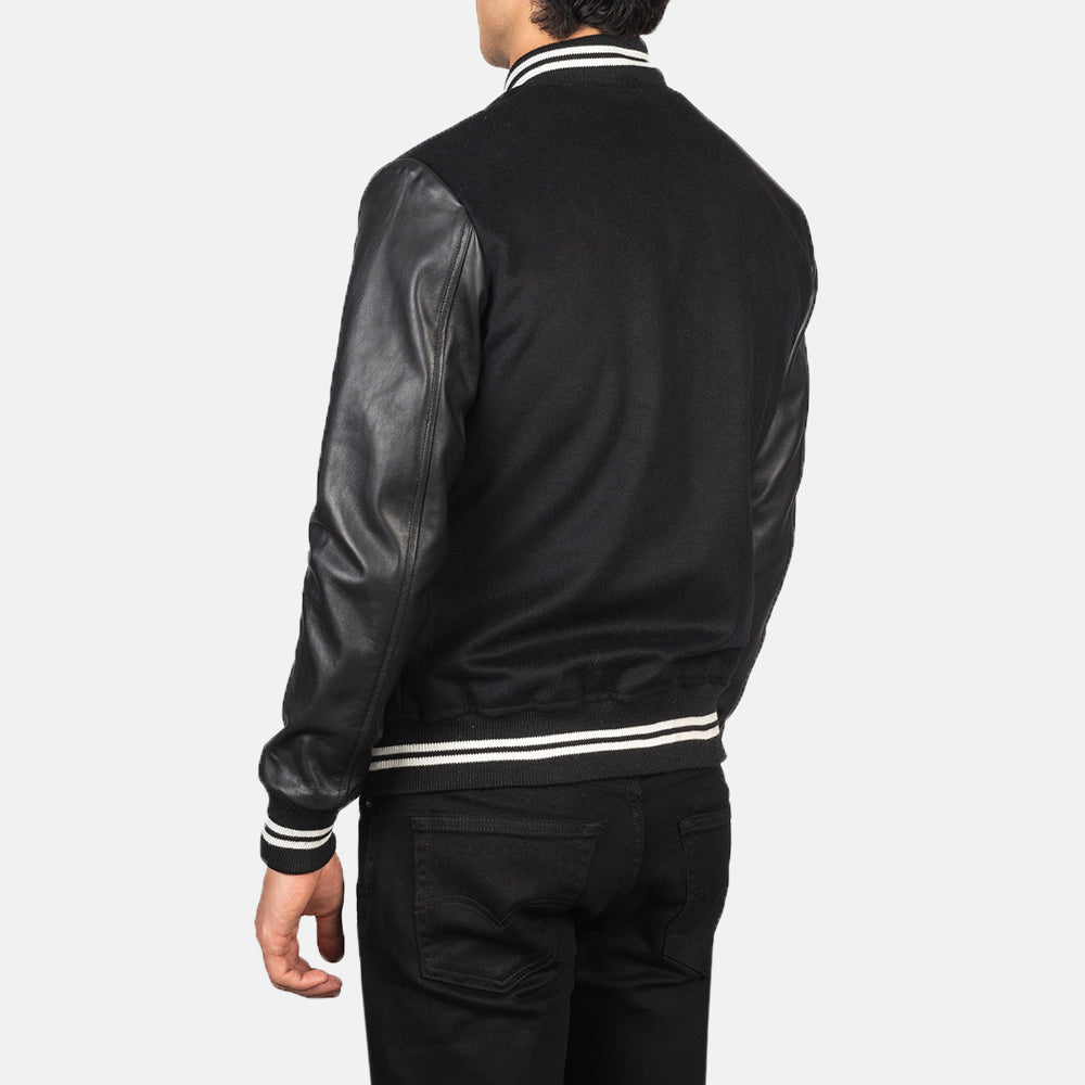 Vaxton Black Striped Hybrid Varsity Jacket by Dash Racegear - men Jacket view 5