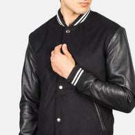 Vaxton Black Striped Hybrid Varsity Jacket by Dash Racegear - men Jacket view 6