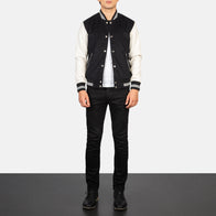 Vaxton Black & White Hybrid Varsity Jacket by Dash Racegear - men Jacket view 3