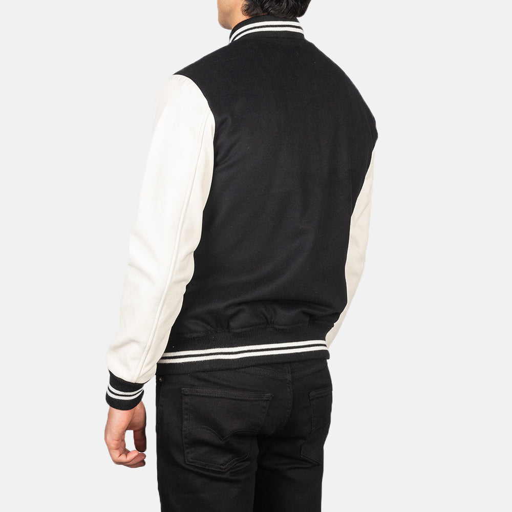 Vaxton Black & White Hybrid Varsity Jacket by Dash Racegear - men Jacket view 5