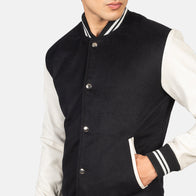 Vaxton Black & White Hybrid Varsity Jacket by Dash Racegear - men Jacket view 6