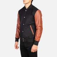 Vaxton Brown & Black Hybrid Varsity Jacket by Dash Racegear - men Jacket view 2