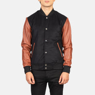 Vaxton Brown & Black Hybrid Varsity Jacket by Dash Racegear - men Jacket view 4