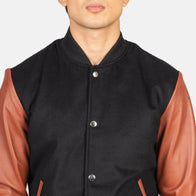 Vaxton Brown & Black Hybrid Varsity Jacket by Dash Racegear - men Jacket view 6