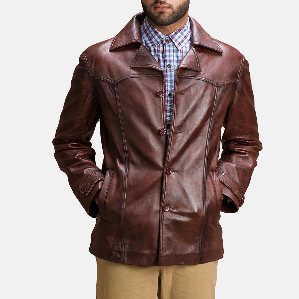 Vincent Alley Brown Leather Jacket by Dash Racegear - men Jacket view 2