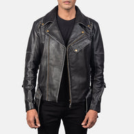 Vincent Black Leather Biker Jacket by Dash Racegear - men Jacket view 5