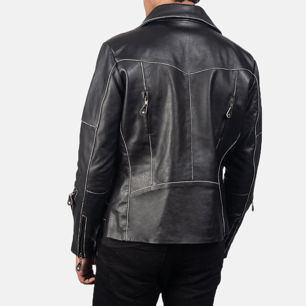 Vincent Black Leather Biker Jacket by Dash Racegear - men Jacket view 6