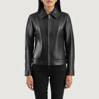 Vixen Black Classic Collar Leather Jacket by Dash Racegear - women Jacket view 4