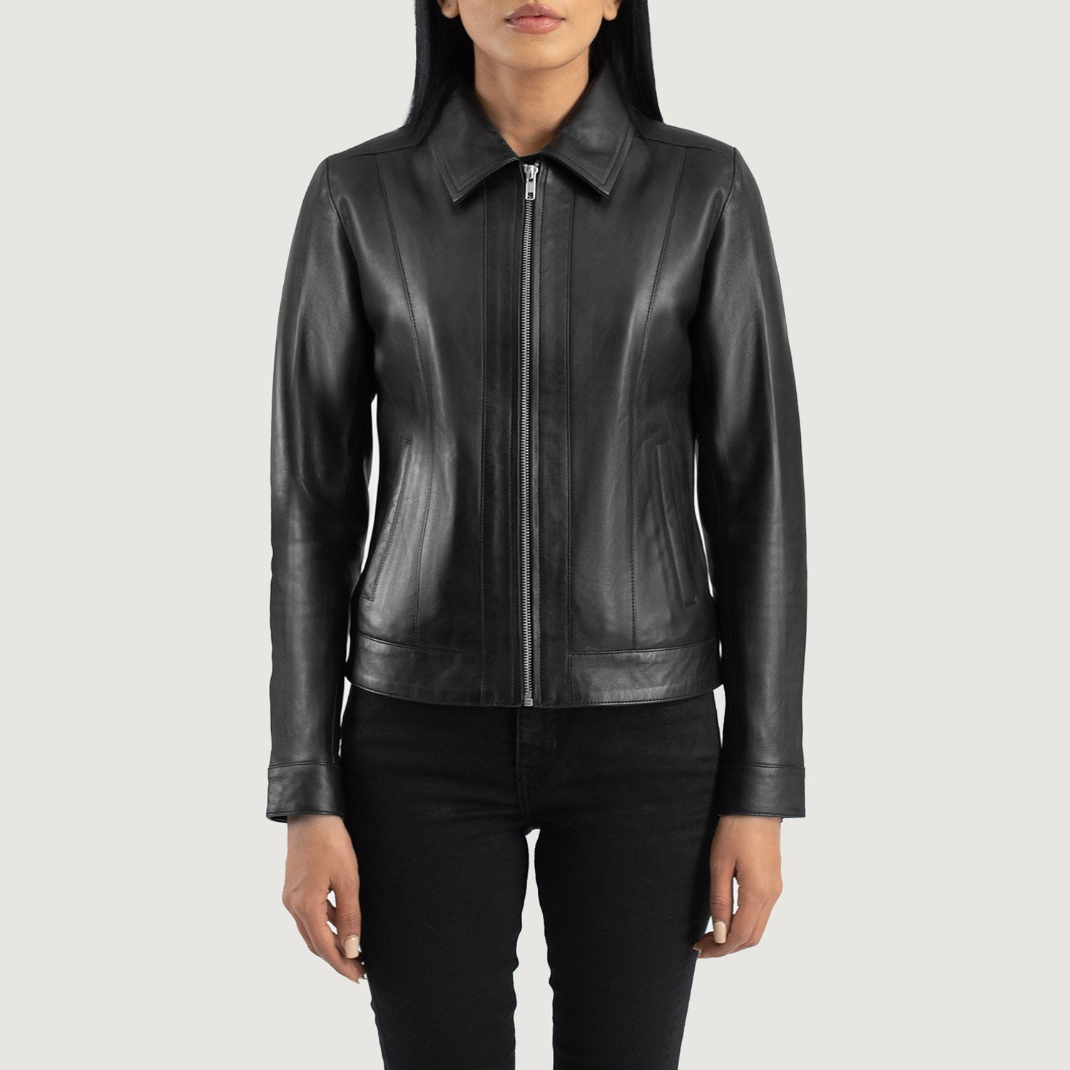 Vixen Black Classic Collar Leather Jacket by Dash Racegear - women Jacket view 4