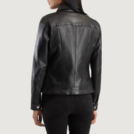 Vixen Black Classic Collar Leather Jacket by Dash Racegear - women Jacket view 5