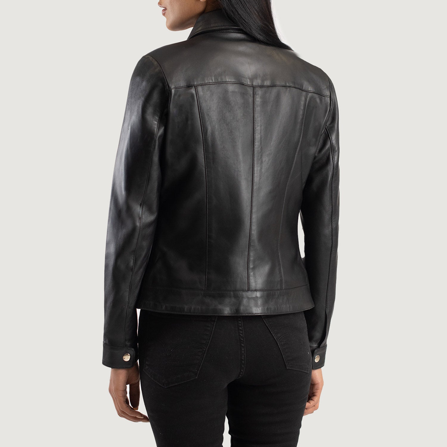 Vixen Black Classic Collar Leather Jacket by Dash Racegear - women Jacket view 5