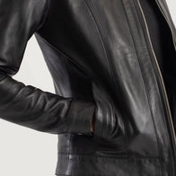 Vixen Black Classic Collar Leather Jacket by Dash Racegear - women Jacket view 6