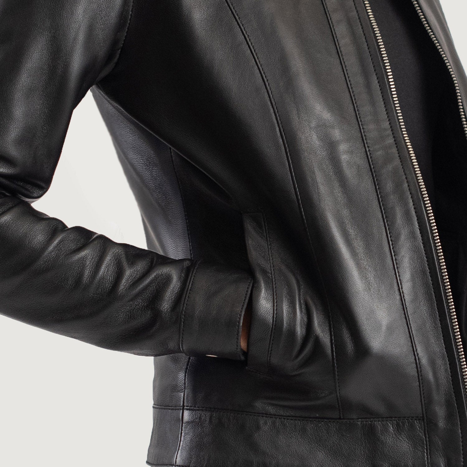 Vixen Black Classic Collar Leather Jacket by Dash Racegear - women Jacket view 6