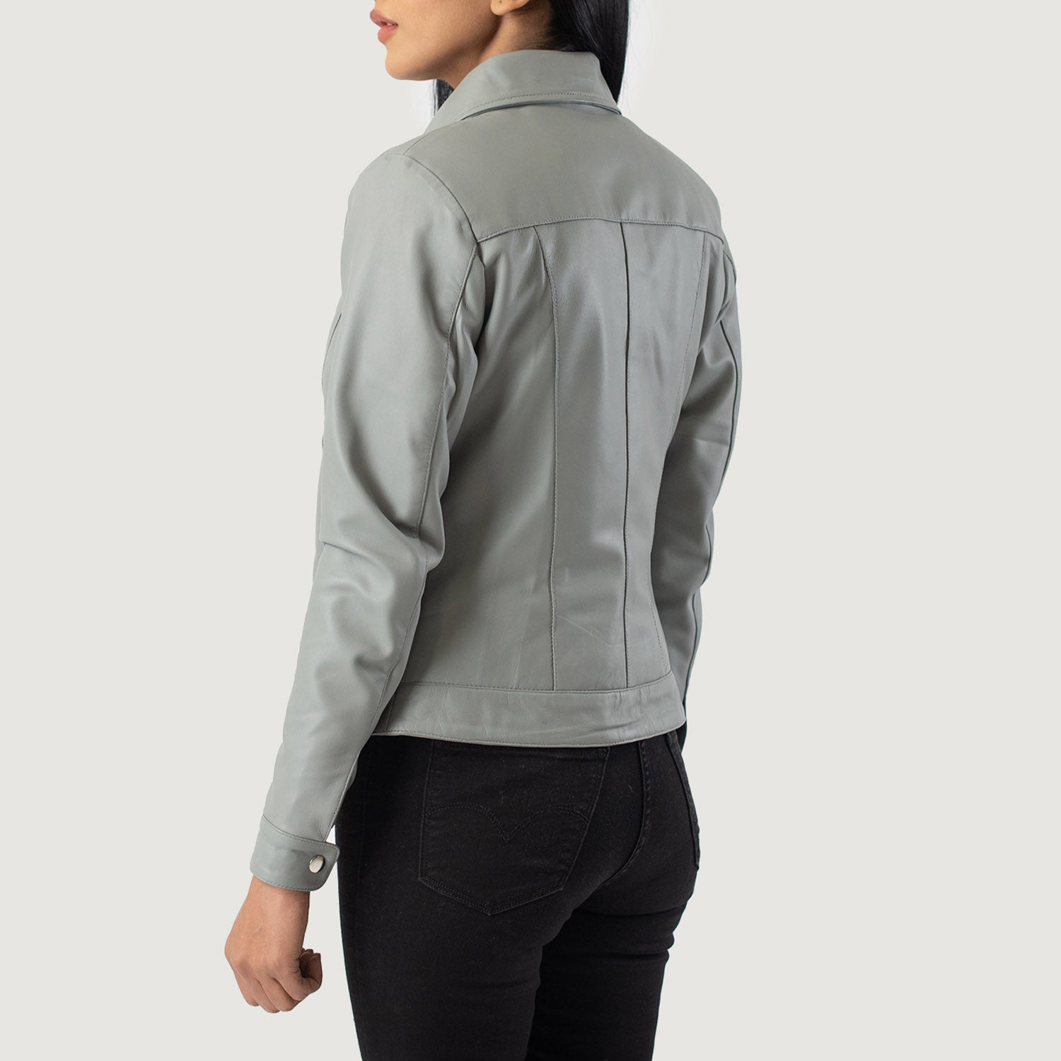 Vixen Grey Classic Collar Leather Jacket by Dash Racegear - women Jacket view 5