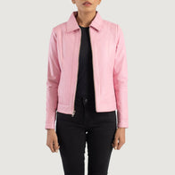 Vixen Pink Classic Collar Leather Jacket by Dash Racegear - women Jacket view 1