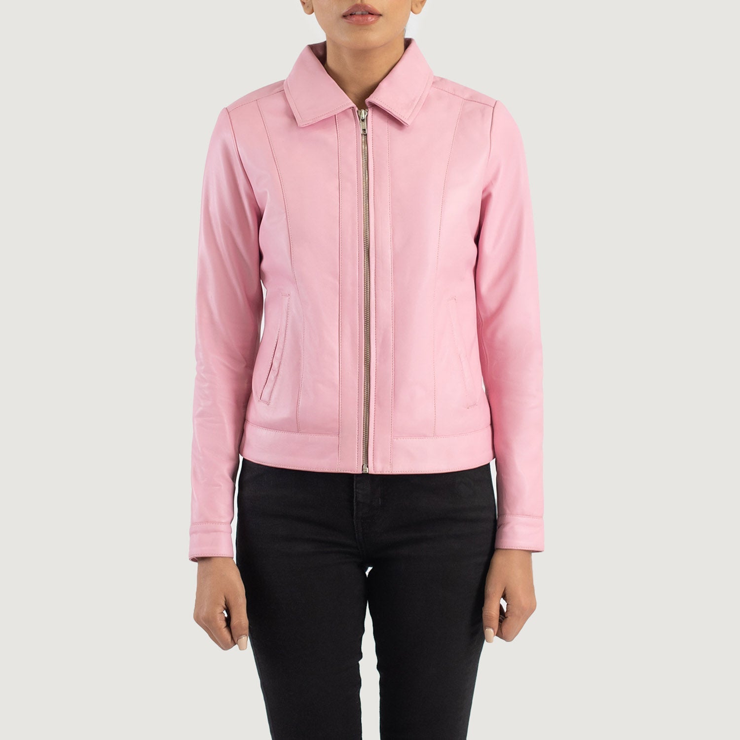 Vixen Pink Classic Collar Leather Jacket by Dash Racegear - women Jacket view 4