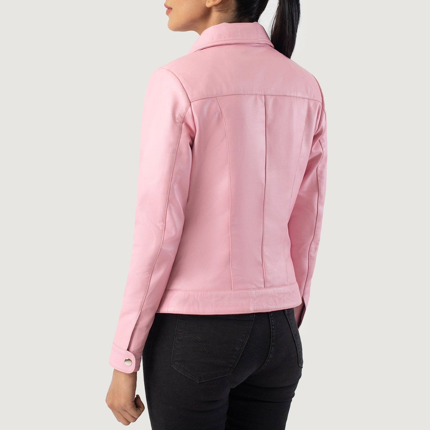 Vixen Pink Classic Collar Leather Jacket by Dash Racegear - women Jacket view 5