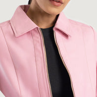 Vixen Pink Classic Collar Leather Jacket by Dash Racegear - women Jacket view 6