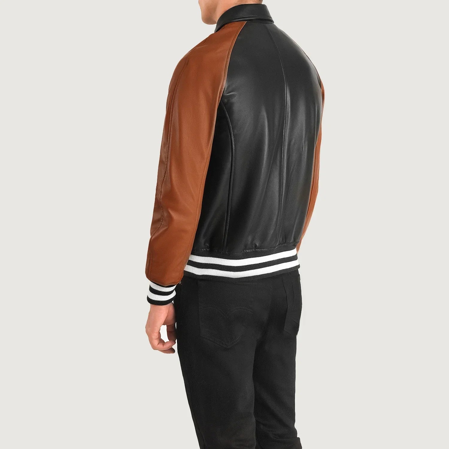 Walton Black & Brown Leather Varsity Jacket by Dash Racegear - men Jacket view 5