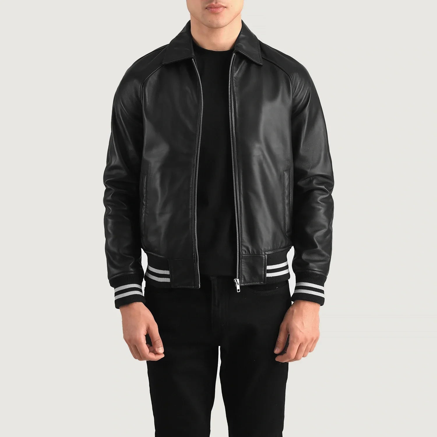 Walton Black Leather Varsity Jacket by Dash Racegear - men Jacket view 1
