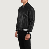 Walton Black Leather Varsity Jacket by Dash Racegear - men Jacket view 2