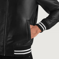 Walton Black Leather Varsity Jacket by Dash Racegear - men Jacket view 6
