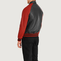 Walton Black & Red Leather Varsity Jacket by Dash Racegear - men Jacket view 5