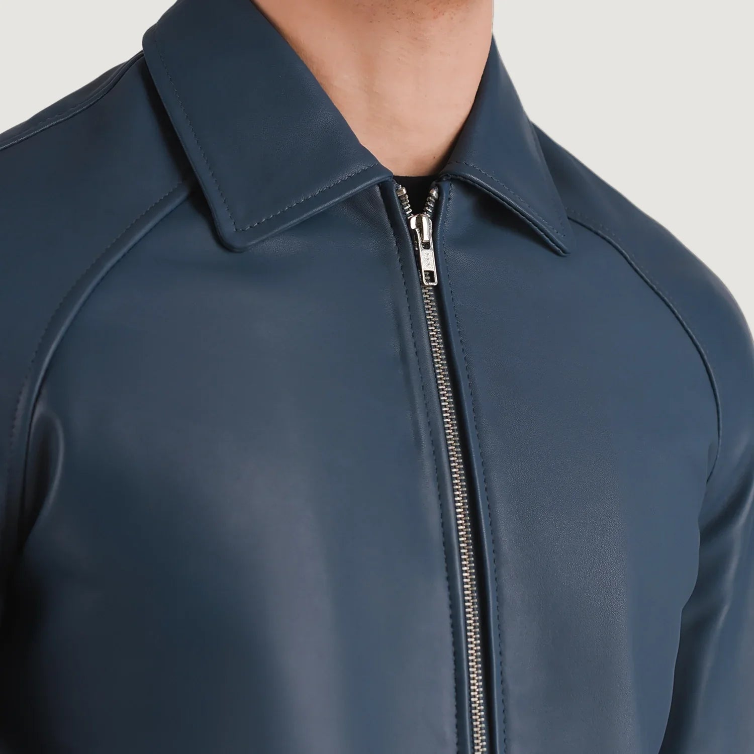Walton Blue Leather Varsity Jacket by Dash Racegear - men Jacket view 3