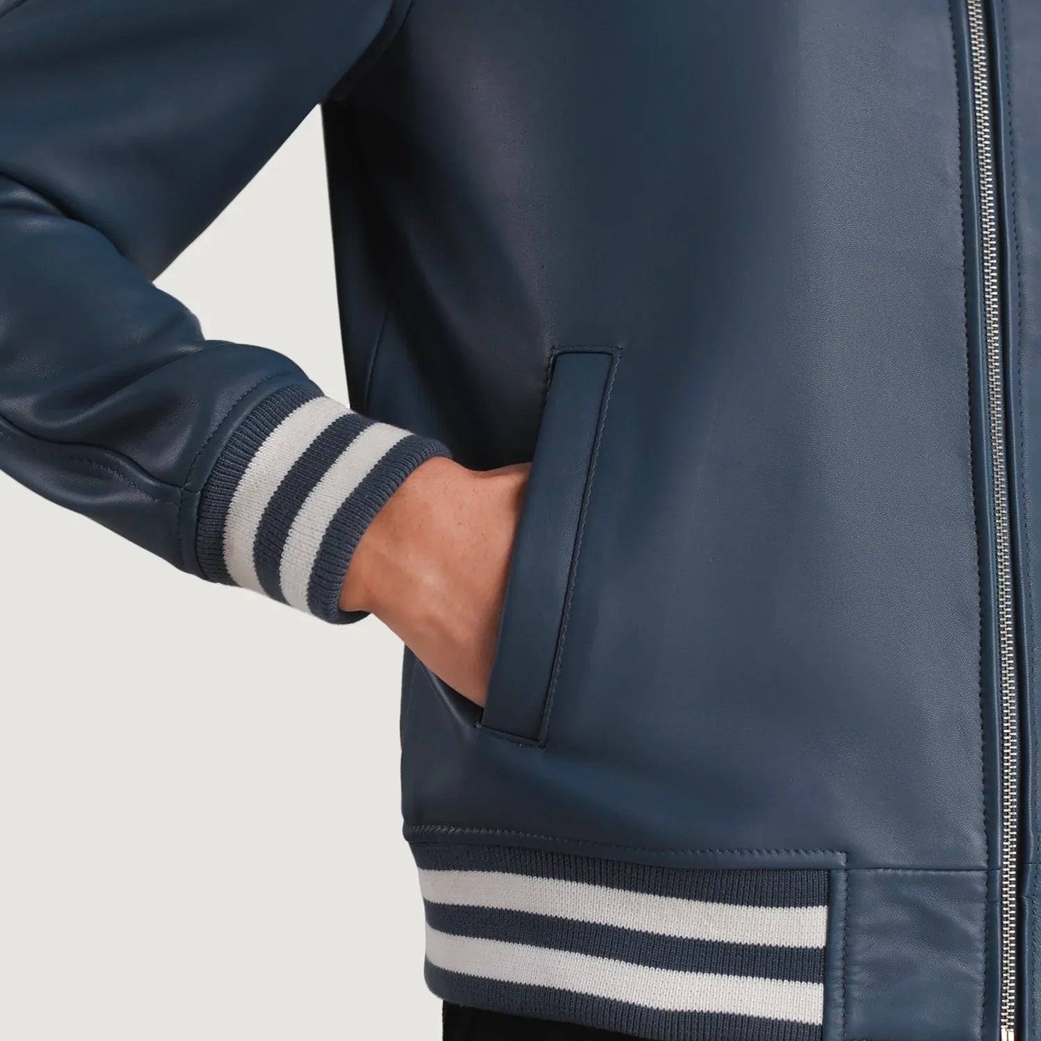 Walton Blue Leather Varsity Jacket by Dash Racegear - men Jacket view 5