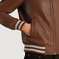 Walton Brown Leather Varsity Jacket by Dash Racegear - men Jacket view 6