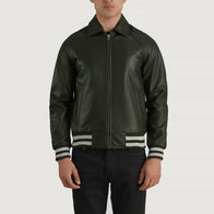 Walton Green Leather Varsity Jacket by Dash Racegear - men Jacket view 1