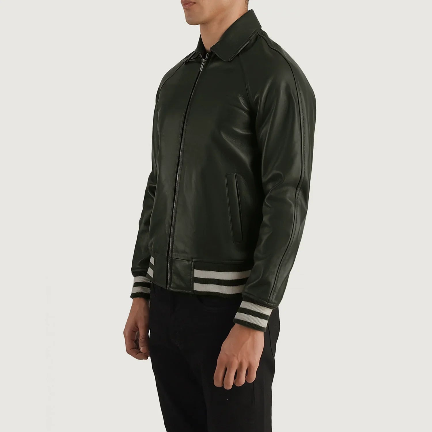 Walton Green Leather Varsity Jacket by Dash Racegear - men Jacket view 2