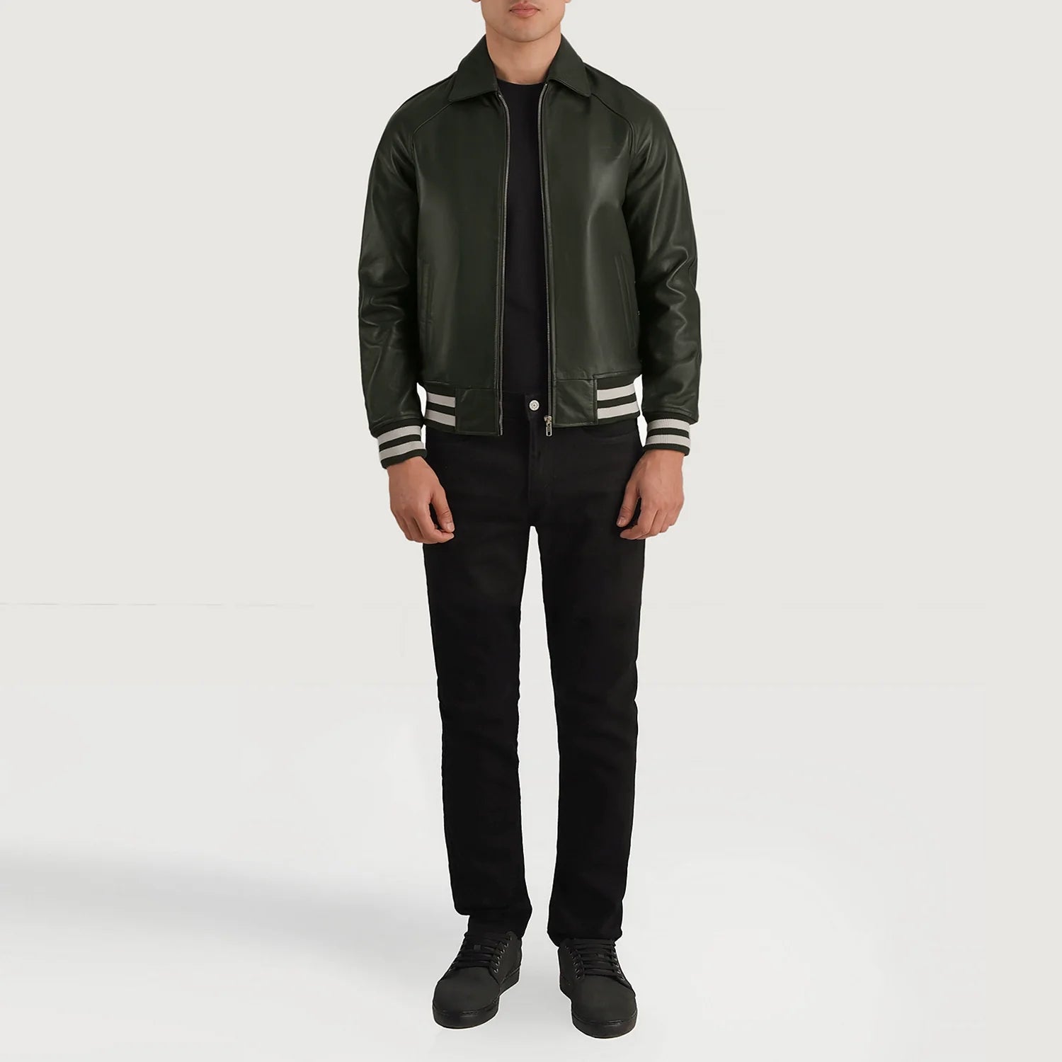 Walton Green Leather Varsity Jacket by Dash Racegear - men Jacket view 4