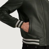 Walton Green Leather Varsity Jacket by Dash Racegear - men Jacket view 6