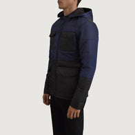 Wayne Black & Blue Hooded Puffer Jacket by Dash Racegear - men Jacket view 2
