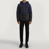 Wayne Black & Blue Hooded Puffer Jacket by Dash Racegear - men Jacket view 3