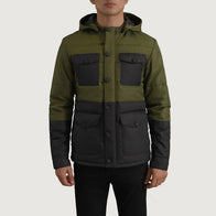 Wayne Black & Green Hooded Puffer Jacket by Dash Racegear - men Jacket view 4