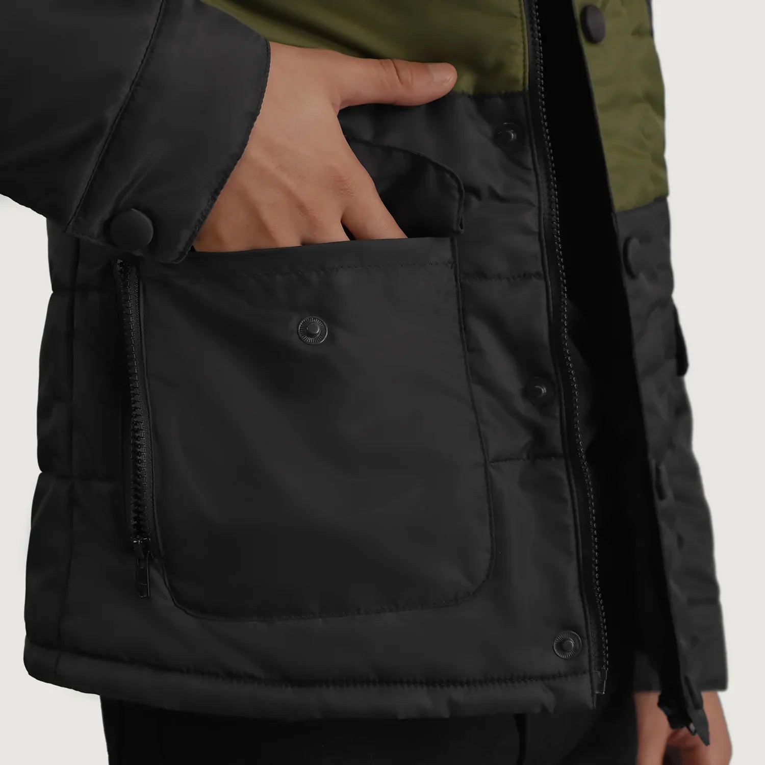 Wayne Black & Green Hooded Puffer Jacket by Dash Racegear - men Jacket view 6