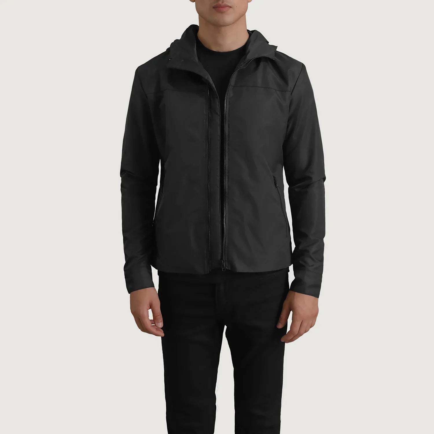Wesley Black Hooded Windbreaker Jacket by Dash Racegear - men Jacket view 1