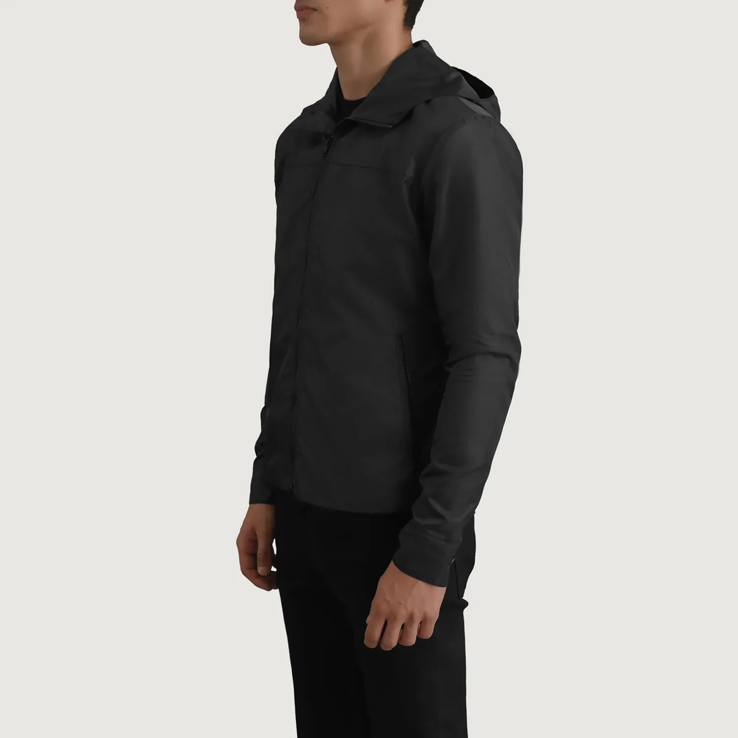 Wesley Black Hooded Windbreaker Jacket by Dash Racegear - men Jacket view 2