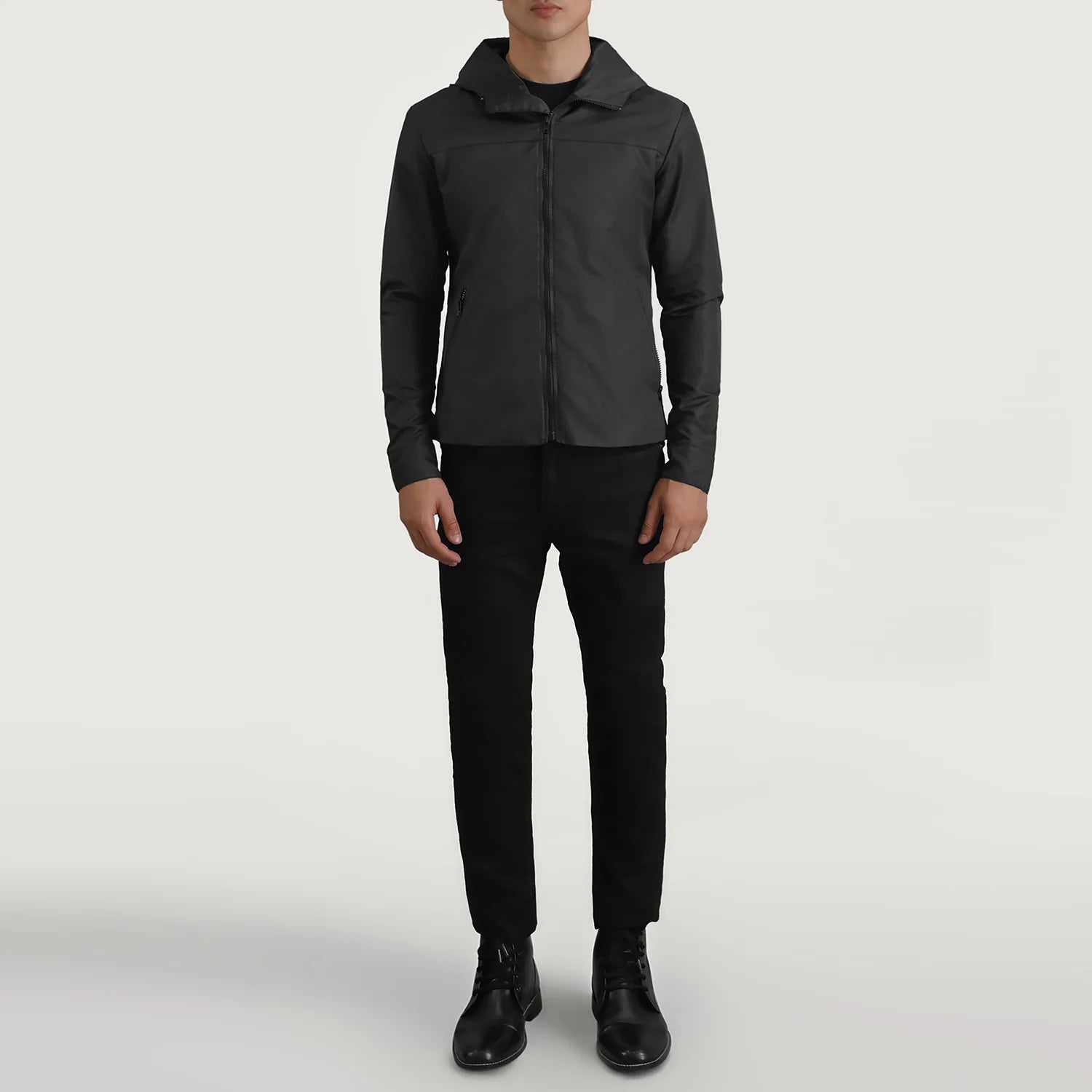 Wesley Black Hooded Windbreaker Jacket by Dash Racegear - men Jacket view 3