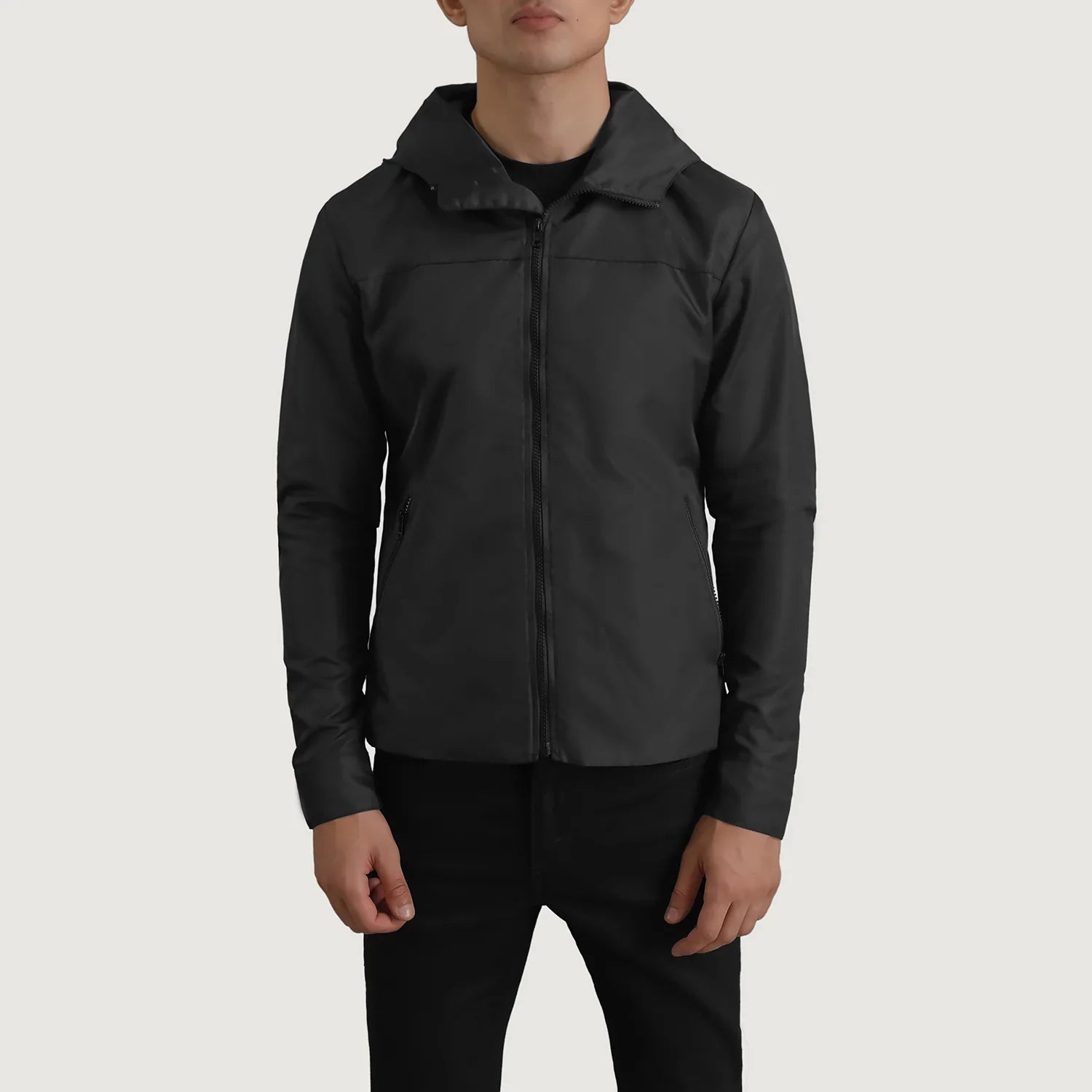 Wesley Black Hooded Windbreaker Jacket by Dash Racegear - men Jacket view 4