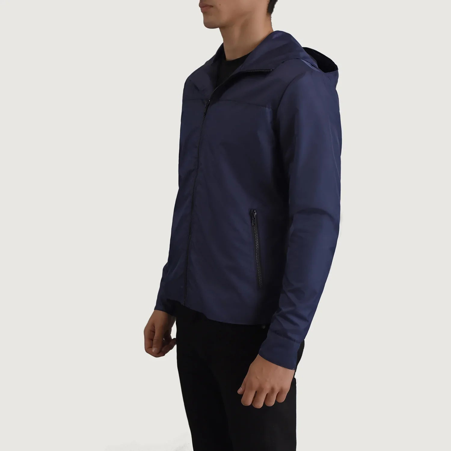 Wesley Blue Hooded Windbreaker Jacket by Dash Racegear - men Jacket view 2