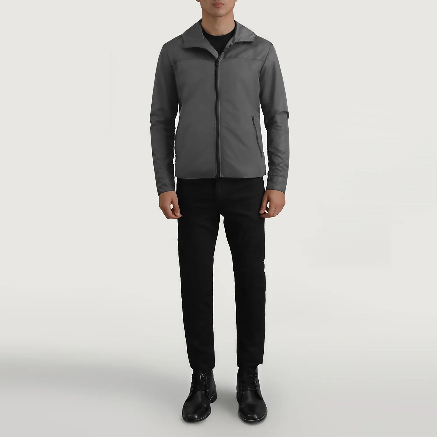 Wesley Grey Hooded Windbreaker Jacket by Dash Racegear - men Jacket view 3