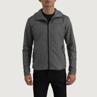 Wesley Grey Hooded Windbreaker Jacket by Dash Racegear - men Jacket view 4