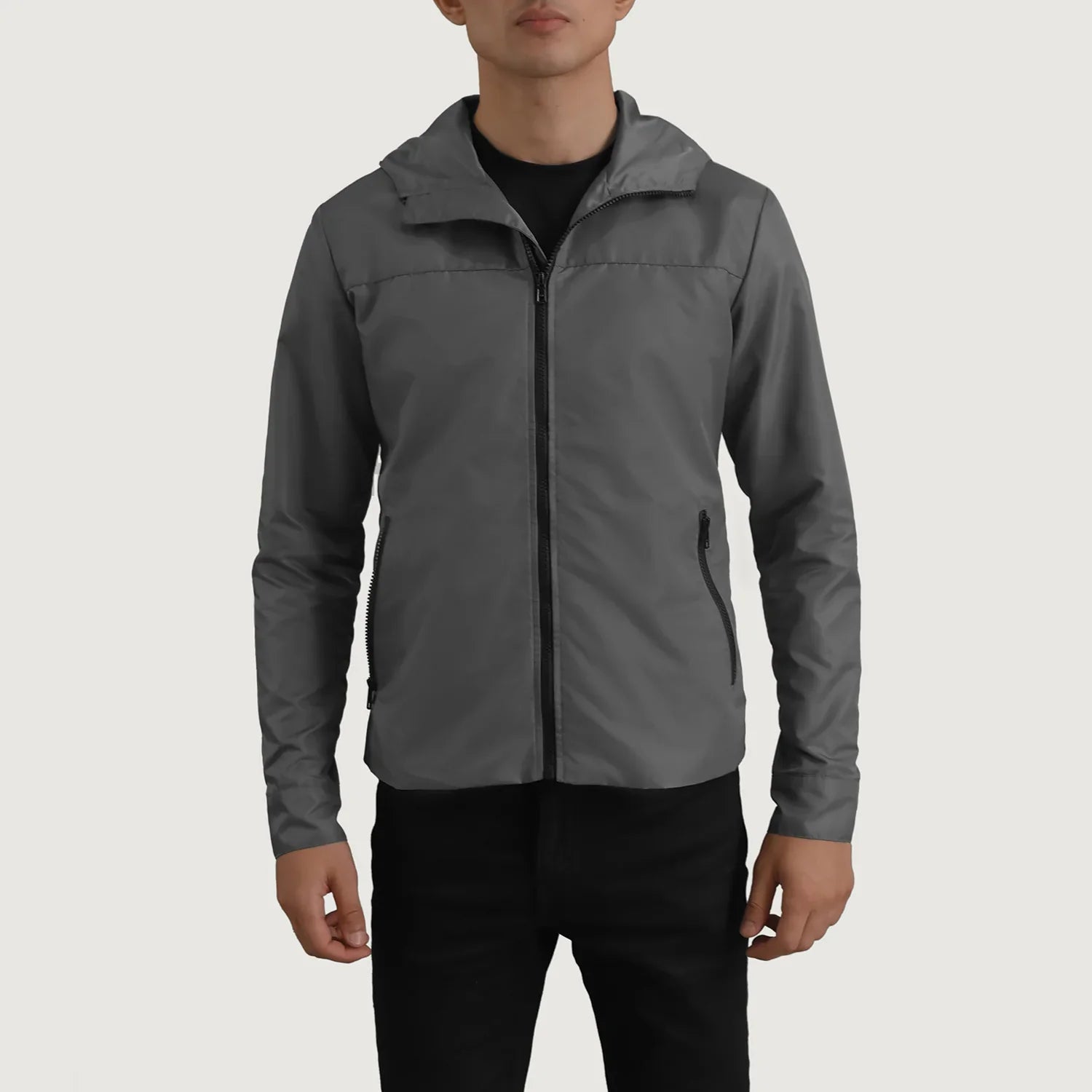 Wesley Grey Hooded Windbreaker Jacket by Dash Racegear - men Jacket view 4