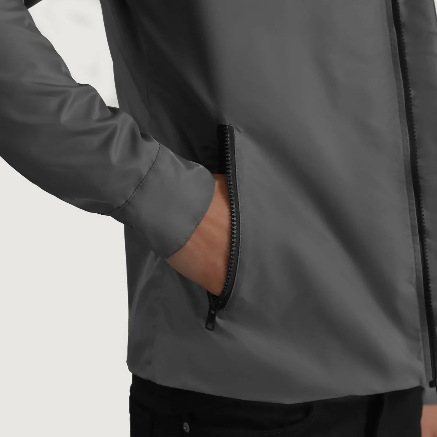 Wesley Grey Hooded Windbreaker Jacket by Dash Racegear - men Jacket view 6