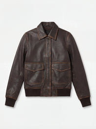 Westa A-2 Brown Leather Bomber Jacket by Dash Racegear - women Jacket view 4