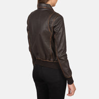 Westa A-2 Brown Leather Bomber Jacket by Dash Racegear - women Jacket view 6